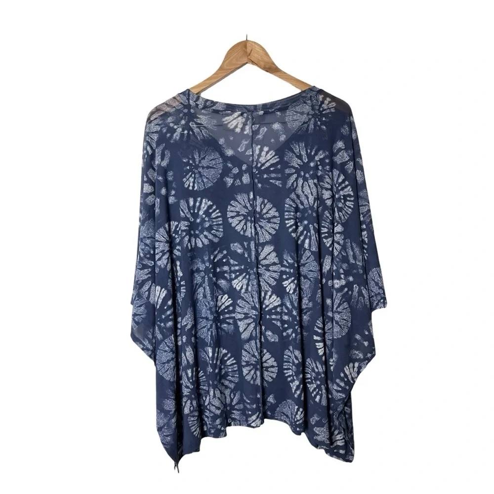 LOGO LORI GOLDSTEIN BEACH TO STREET Tunic Top Caftan Cover-Up Grey L - Picture 2 of 3